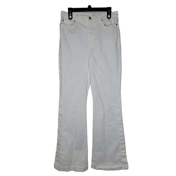 7 For All Mankind Denim - 7 For All Mankind Flare Jeans Womens 31 White High Rise Stretch Comfort Hippie